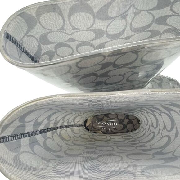 Coach Signature C Rainboot Gray & Black Outdoor Rubber Galosh Women’s Size 9 - Picture 13 of 16